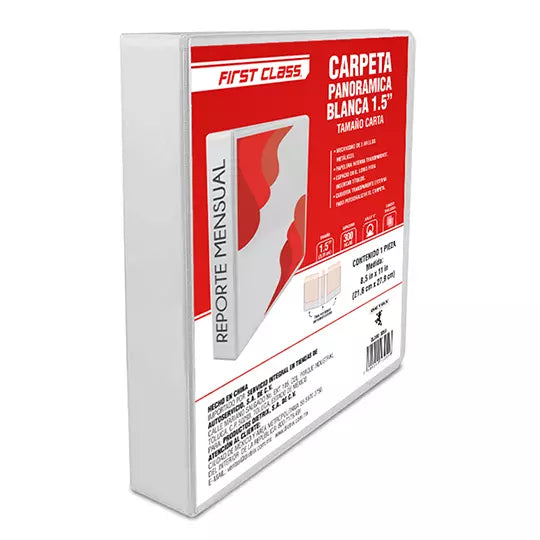 Carpeta de vinil carta DIETRIX 1.5 pulga das, herraje O color blanca con ventana