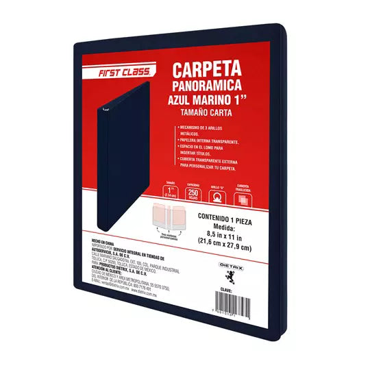 Carpeta vinil carta first class con vent ana 1 pulgada arillo tipo "o" azul