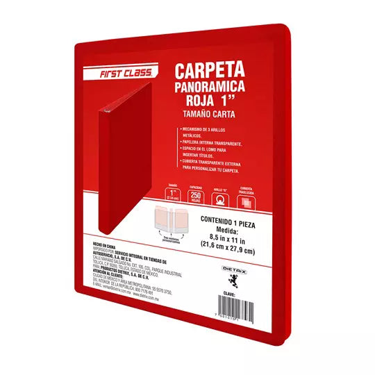Carpeta vinil carta first class con vent ana 1 pulgada arillo tipo "o" rojo