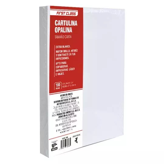 CARTULINA OPALINA DIETRIX 100 HOJAS TAMA ÑO CARTA 225 GR