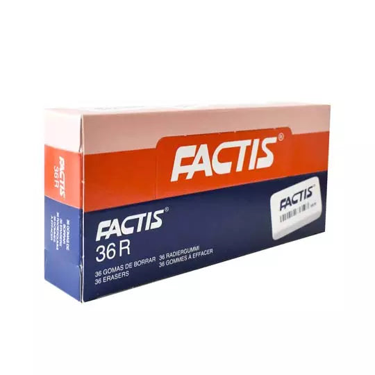 Goma Factis 36RB color blanco caja con 3 6 gomas rectangulares