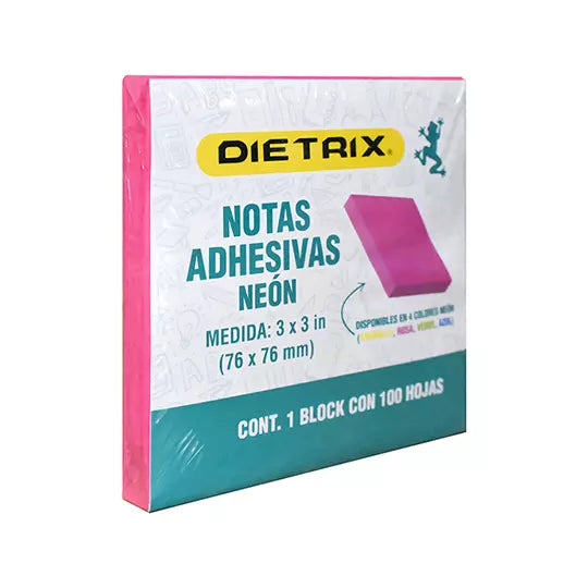 NOTAS ADHESIVAS DIETRIX MIX NEON 3X3 IN 100 HOJAS