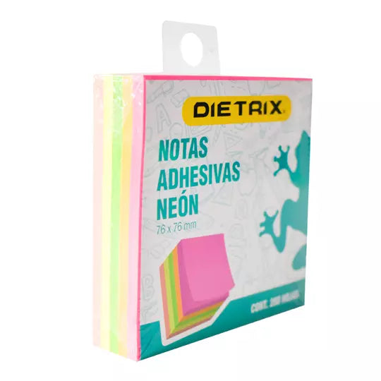Notas adhesivas Dietrix colores neón 7.5 x 7.5 cm con 200 hojas