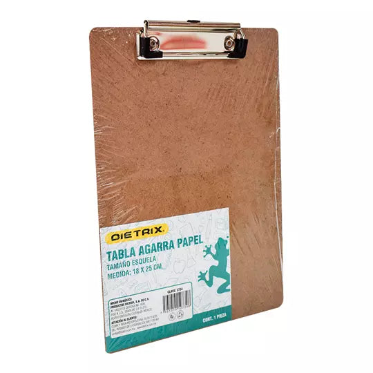 Tabla de madera Dietrix agarra papel esq uela broche palanca metálica