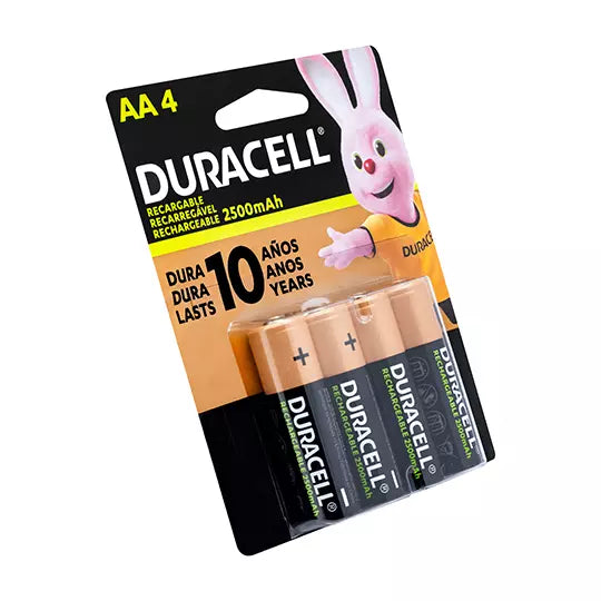 Pila recargable Duracell AA blíster con 4 pzas