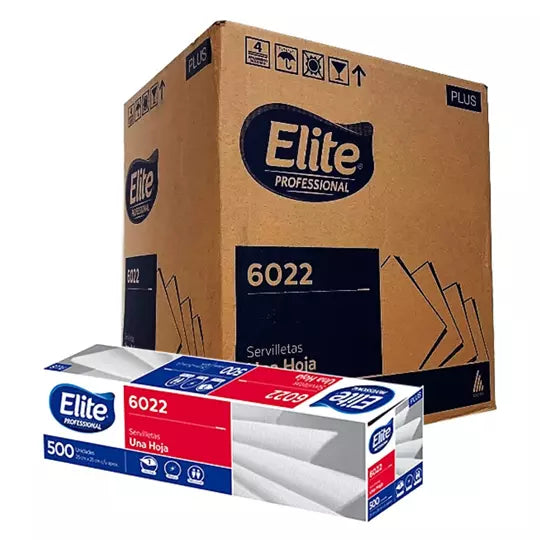 Servilletas de mesa color blanco Elite, caja con 12 paquetes de 500hjs c/u