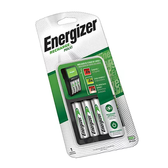 Cargador Maxi Energizer con 2 pilas AA .
