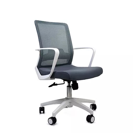 Silla ejecutiva ERGO mod. Civita-B con d escansa brazos color blanco y malla gris