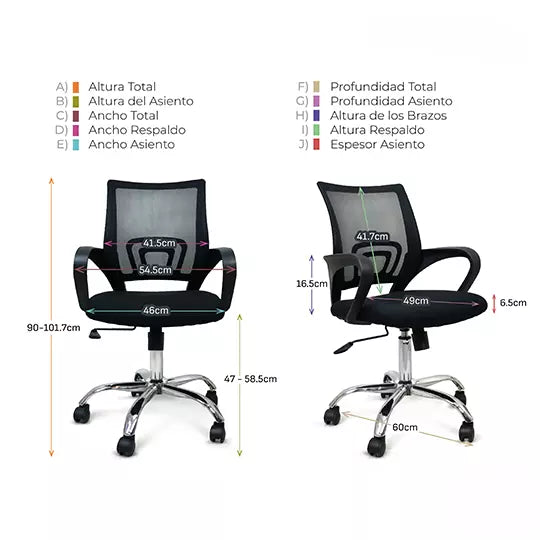 Silla ejecutiva ERGO mod. Levanto HO rec linable con descansa brazos color negro