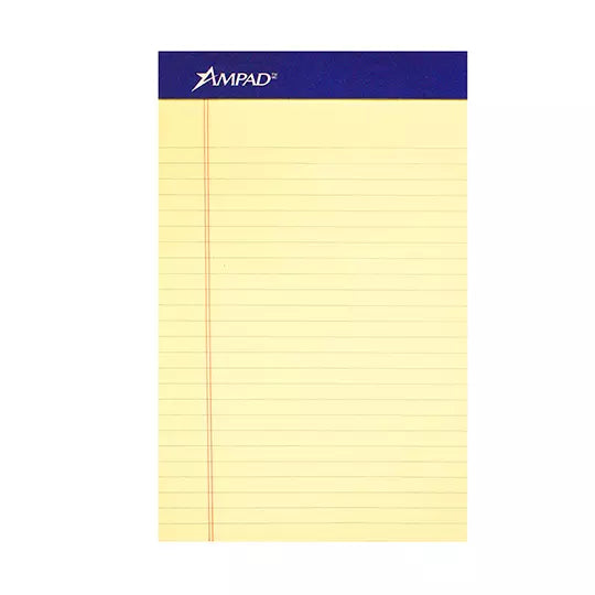 Block de hojas Ampad carta color amarill o rayado con 50 hojas paquete c/12 pzas