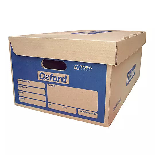 Caja para archivo Oxford Kraft oficio ta pa integrada tipo cofre paquete C/5 pzs