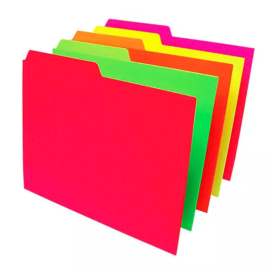 Folder de color Pendaflex carta color su rtido neón ceja 1/2 caja con 50 pzas