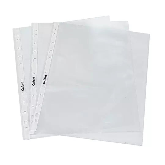 Protector de hojas Oxford carta cristal caja con 100 pzas