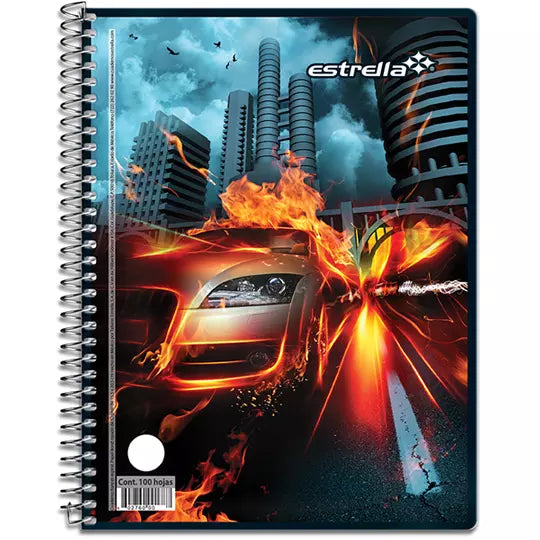 Cuaderno espiral forma francesa Estrella raya 100 hojas