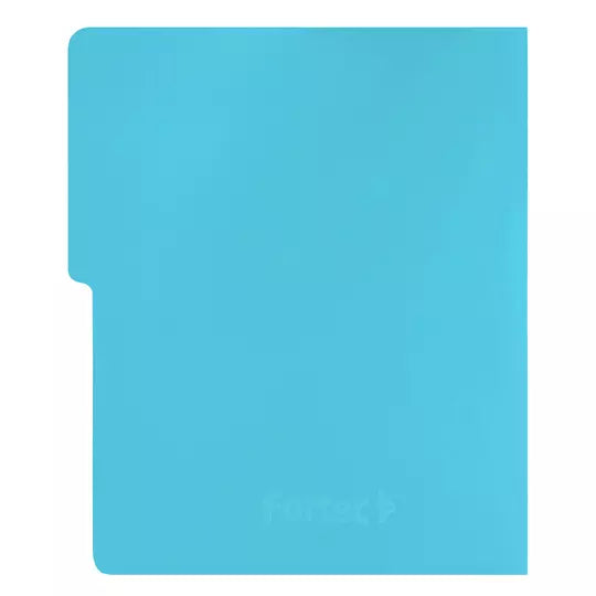 Carpeta pressboard con broche Fortec car ta color azul claro, paquete c/10 pza