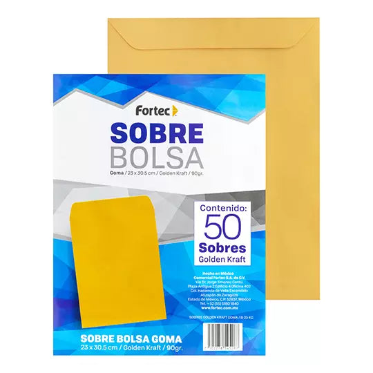 Sobre kraft engomado Fortec carta caja c on 50 piezas