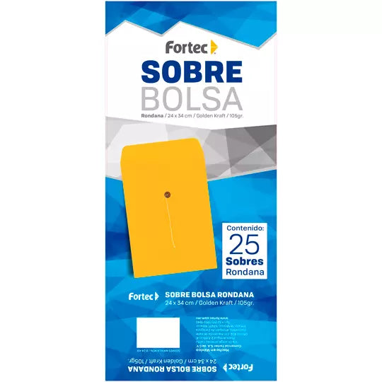 Sobre kraft con rondana Fortec oficio ca ja con 25 piezas