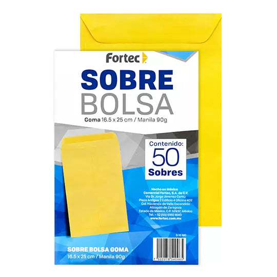 Sobre manila engomado Fortec esquela caj a con 50 piezas