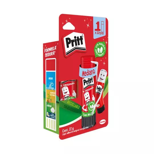 Lápiz adhesivo Pritt en barra de 22 grs blíster con 1 pieza