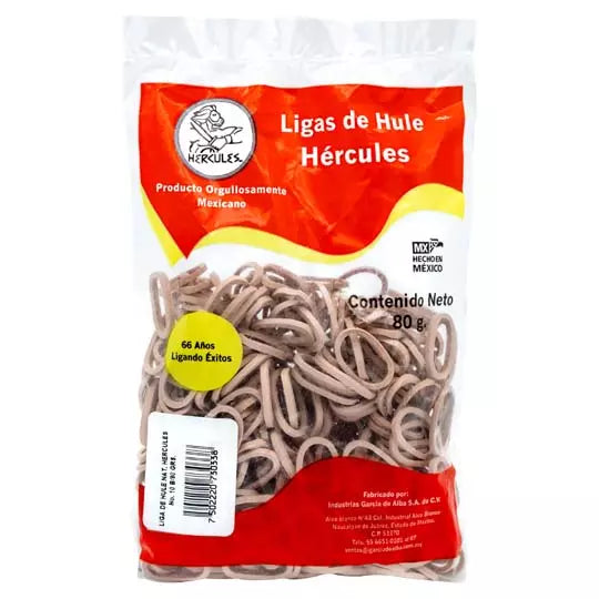 Ligas Hercules de hule natural no. 10. b olsa con 80 gramos