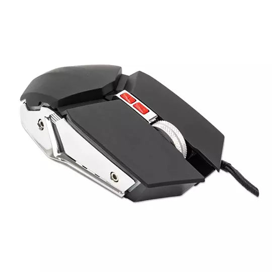 Mouse Optico Gaming 7 Botones, Negro/Plata - Cable - 3200 dpi - Rueda de desplazamiento - Simétrico