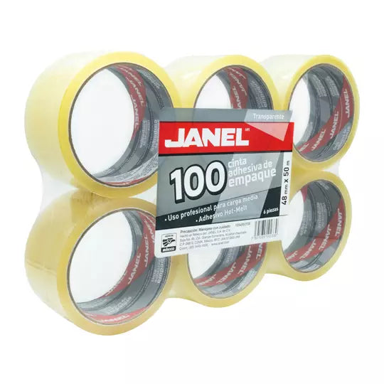 Cinta Janel 155 Empaque Transparente 48mmx50m Paquete C/6 Pzas