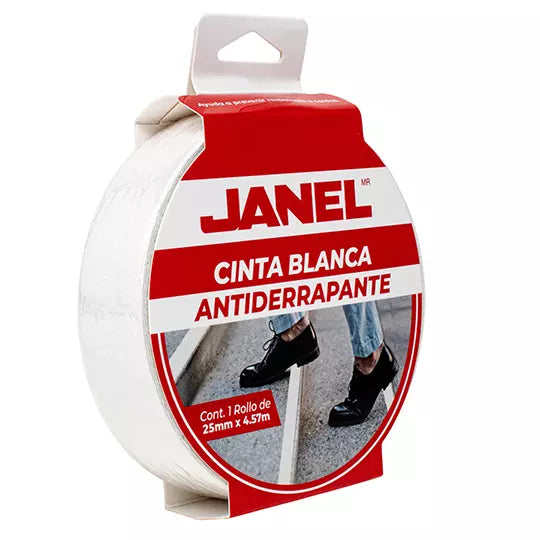 Cinta antiderrapante blanca Janel 25 mm x 4.57 m, 1 pieza