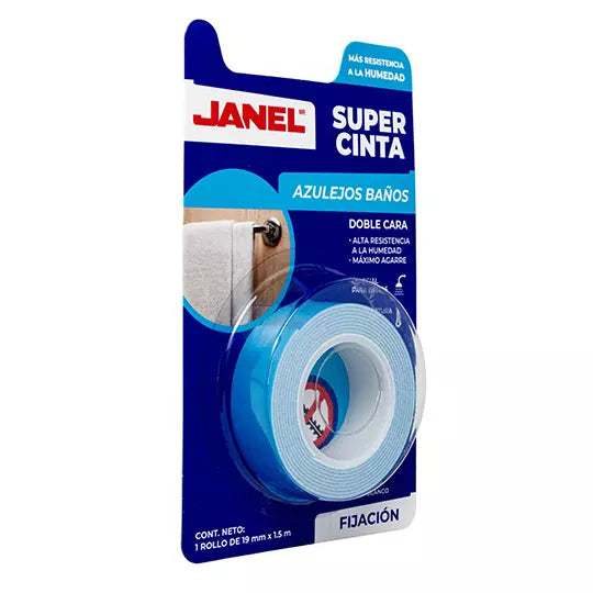 Cinta de montaje trasparente para baños Janel 19 mm x 1.5 m, 1 pieza