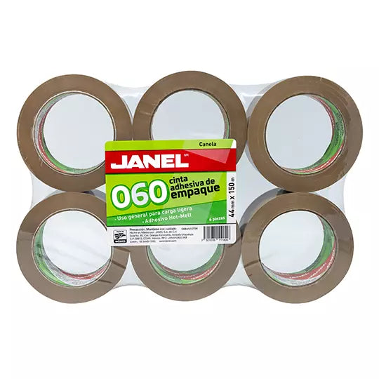 Cinta empaque línea 060 canela JANEL 44 x150 con 6 piezas