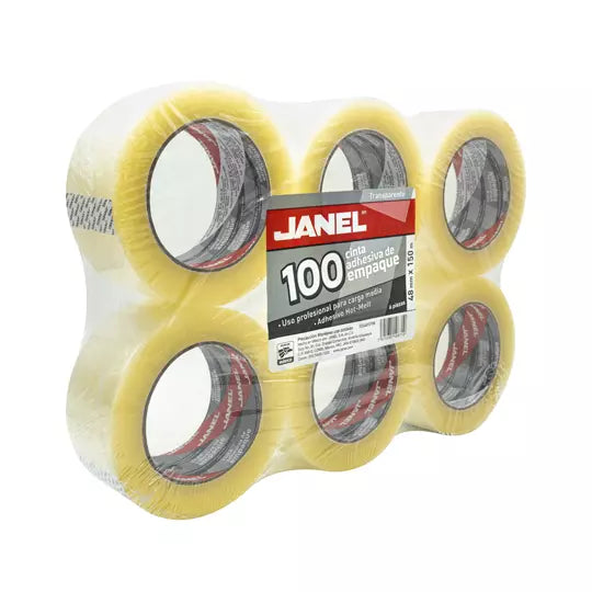 Cinta Janel 155 Empaque Transparente 48mmx150m Paquete C/6 Pzas