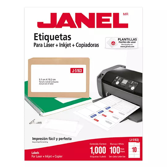 Etiquetas Adhesivas Janel Láser J-5163 51x102mm C/1000