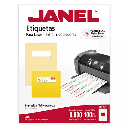 Etiquetas Adhesivas Janel Láser J-5267 1.3x4.5cm C/8000