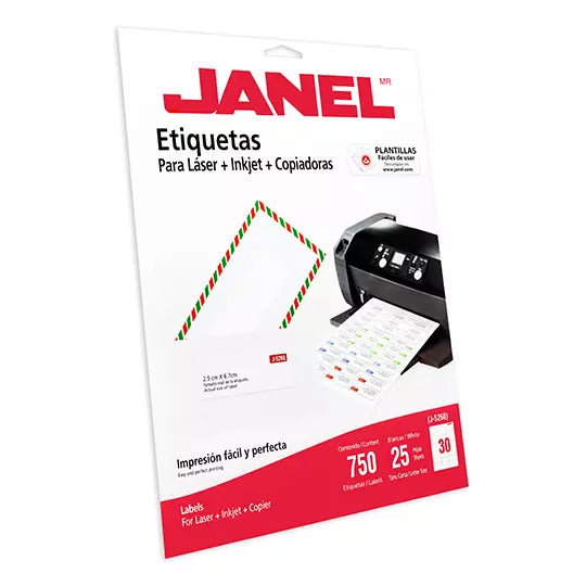 Etiqueta láser mod J-5260 blanca JANEL 2 5x67mm con 750 etiquetas