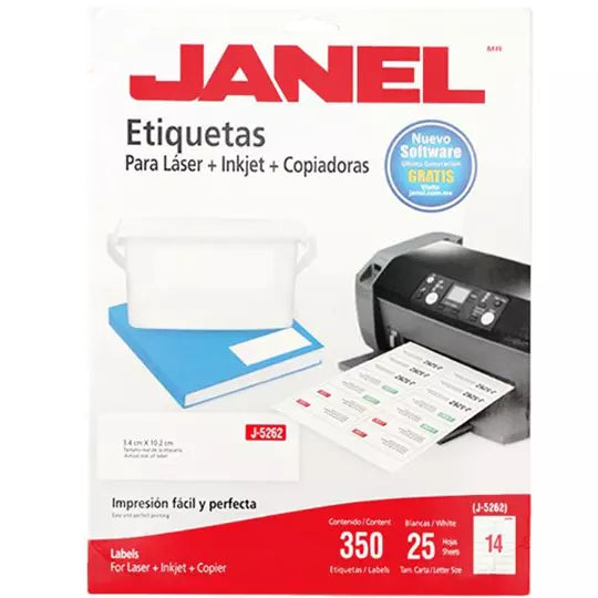 Etiqueta laser mod j-5262 blanca JANEL 3 4x102mm con 1400 etiquetas