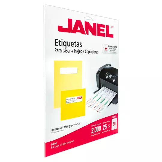 ETIQUETA JANEL LASER 1.3 X 4.5 CM C/2000