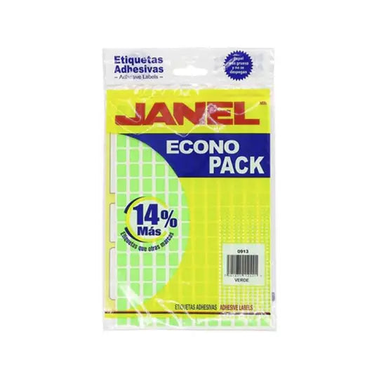 Etiqueta JANEL econopack no.1 verde con 1440 etiquetas de 9x13mm