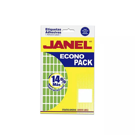 Etiquetas Adhesivas Janel Econopack No 4 Verde 8mm x 20mm C/1008 Etiquetas por Sobre