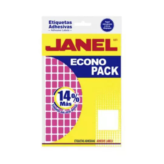 Etiquetas Adhesivas Janel Econopack No 4 Rosa 8mm x 20mm C/1008 Etiquetas por Sobre