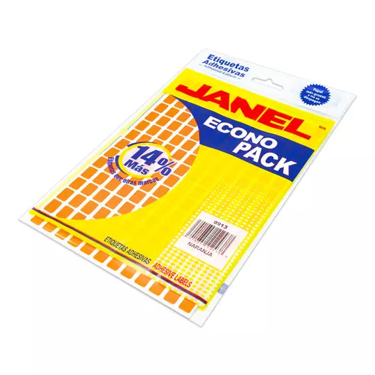 Etiqueta JANEL econopack no.1 naranja co n 1440 etiquetas de 9x13mm