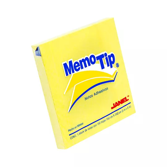 Notas Adhesivas Memo Tip amarillo 3x3 pu lg 1 block con 100 hojas