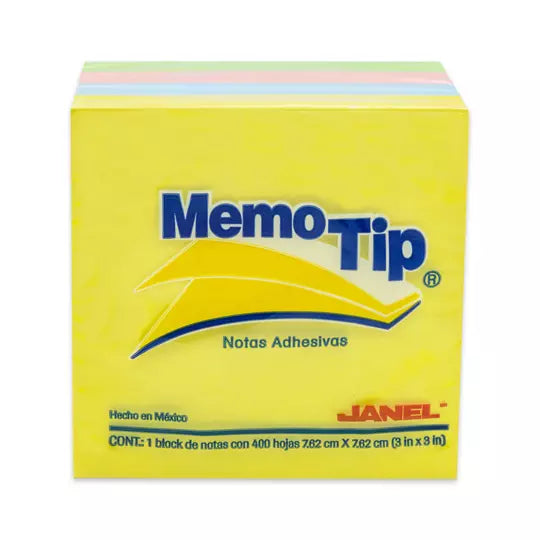 PAPELETA JANEL MEMO TIP 54P 3X3 CUBO PASTEL C/400