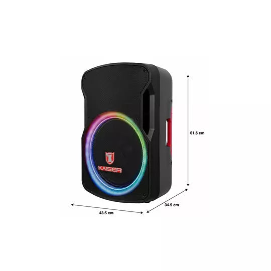 Bafle profesional KAISER 15" de 30,000 w con micrófono alámbrico y luz led