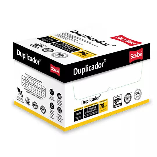 Caja de papel bond Duplicador Scribe tam año carta 99% de blancura 78gr.