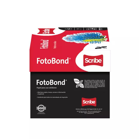 Caja de papel bond Fotobond Scribe tamañ o doble carta 95% de blancura 75gr.
