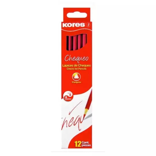Lapiz checador Kores rojo caja 12 piezas .