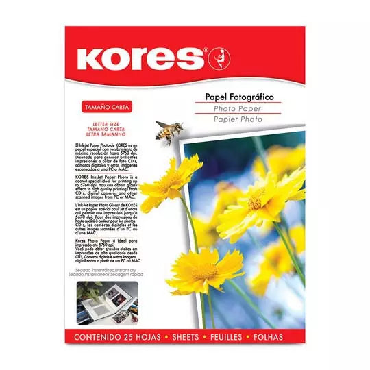 Papel fotográfico KORES Photo Glossy tam año carta