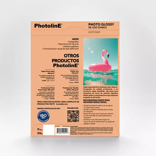 Papel fotografico Kronaline photo glossy tamaño carta paquete con 50 hojas