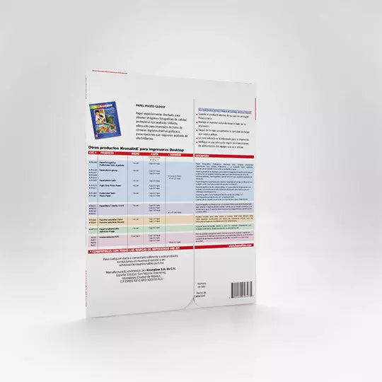 Papel fotografico Kronaline photo glossy tamaño carta paquete con 20 hojas