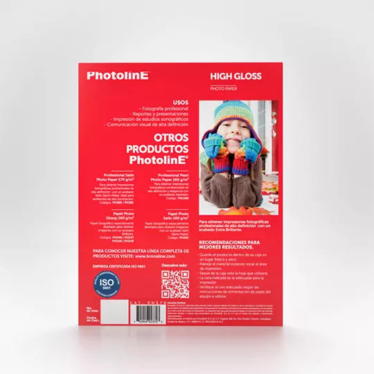 Papel fotografico Kronaline high glossy tamaño carta paquete con 25 hojas