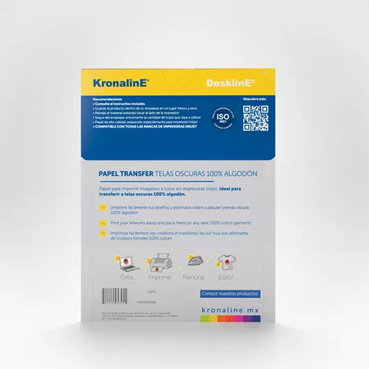 LM-Papel transfer Kronaline para tela os cura tamaño carta paquete con 10 hojas